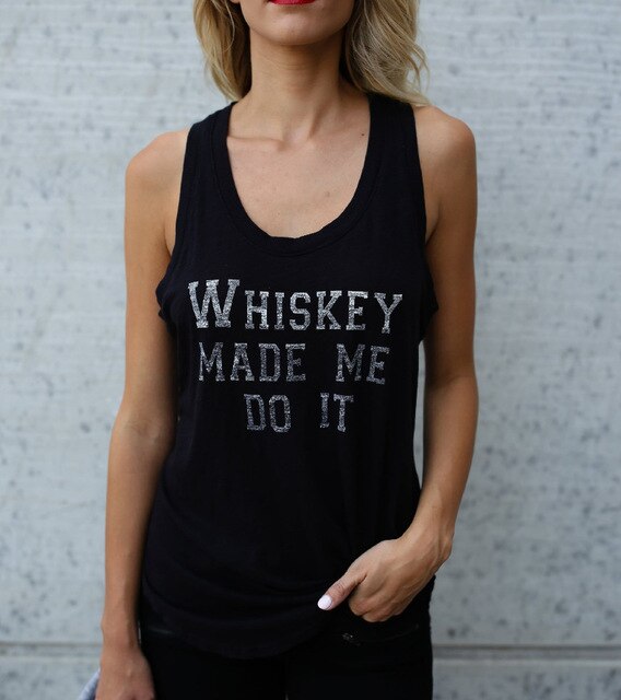 Sexy Loose Letter T-shirt Sleeveless Camis
