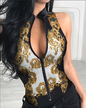 Load image into Gallery viewer, New Summer Women Zipper Front Solid Sleeveless Rompers Bodysuit Plunge Sleeveless Sexy Slim Solid Playsuit
