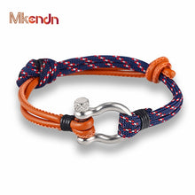 Load image into Gallery viewer, New Arrival Fashion Jewelry Navy Style Sport Camping Parachute Cord Survival Bracelet Men with Stainless Steel Shackle Buckle
