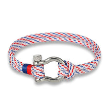 Load image into Gallery viewer, New Arrival Fashion Jewelry Navy Style Sport Camping Parachute Cord Survival Bracelet Men with Stainless Steel Shackle Buckle
