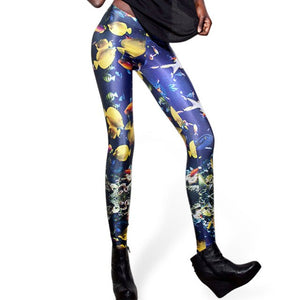 4XL 2018 Women Galaxy Leggings Animal Donald Duck Cartoon Characters Mermaid Printed Leggings Pants Black Milk Leggins G L-1467