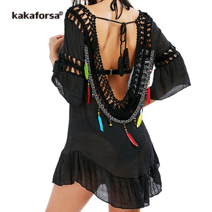 Backless Beach Cover Up Crochet Tunic