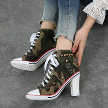 Load image into Gallery viewer, Women demin canvas shoes casual high heels zapatos cowboy fashion sexy high heels ladies shoes women rivet canvas pumps MC-53
