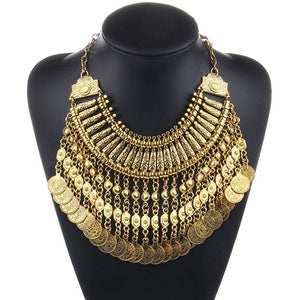 Collar Coin Necklace & Pendant Vintage Crystal