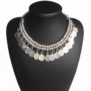 Collar Coin Necklace & Pendant Vintage Crystal