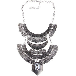 Collar Coin Necklace & Pendant Vintage Crystal