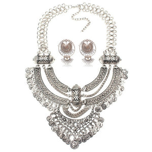 Collar Coin Necklace & Pendant Vintage Crystal