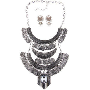 Collar Coin Necklace & Pendant Vintage Crystal