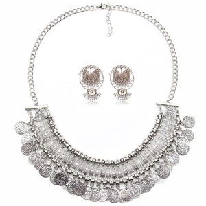 Collar Coin Necklace & Pendant Vintage Crystal